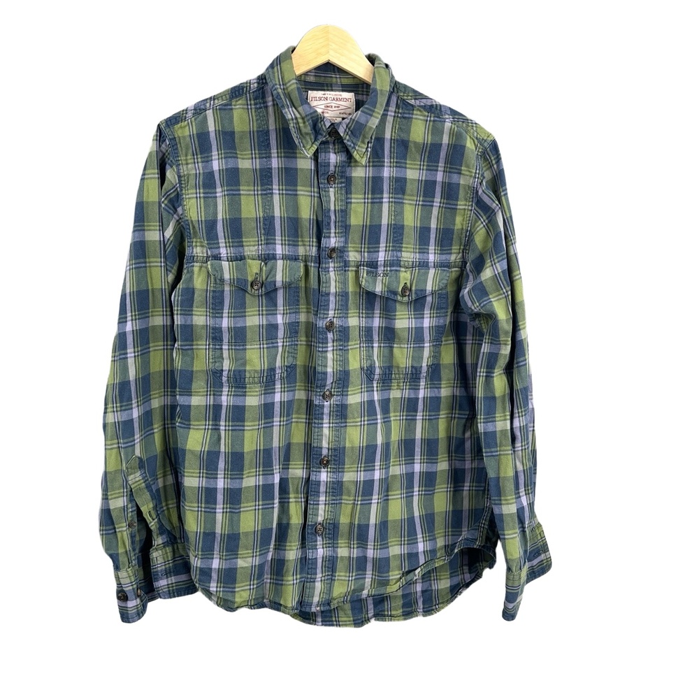 Filson Casual Mens Shirt Green Plaid Buttondown Long Sleeves Size‎ Small